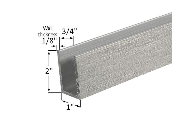 Brushed Stainless U - Channel - 1" x 2" x 1/8" - 12 Feet - Reflect Window & Door