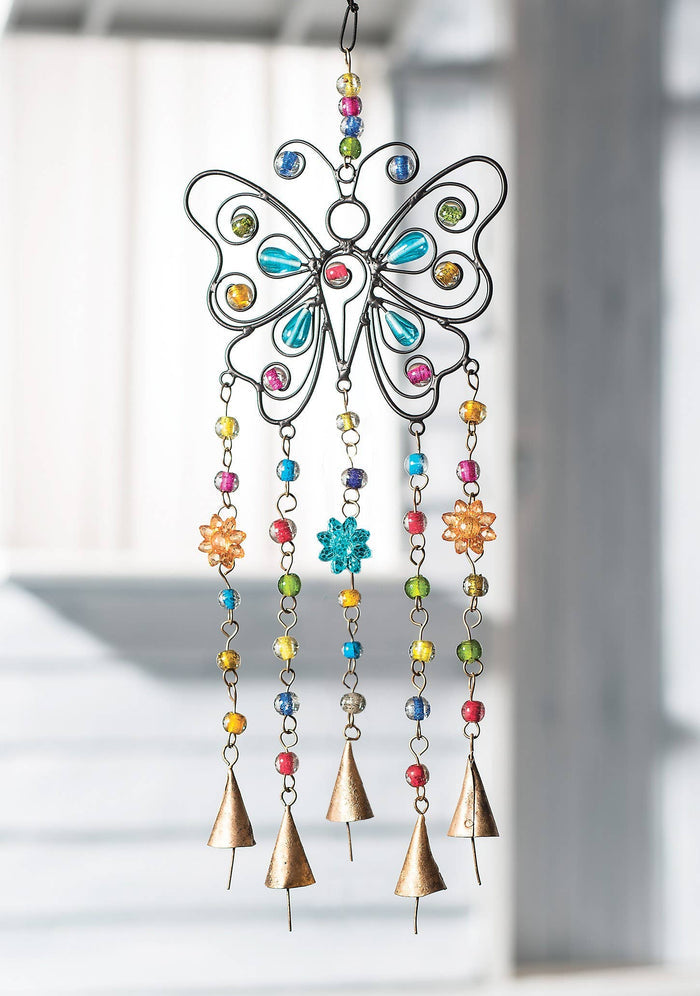 Butterfly Windchime With Mixed Beads