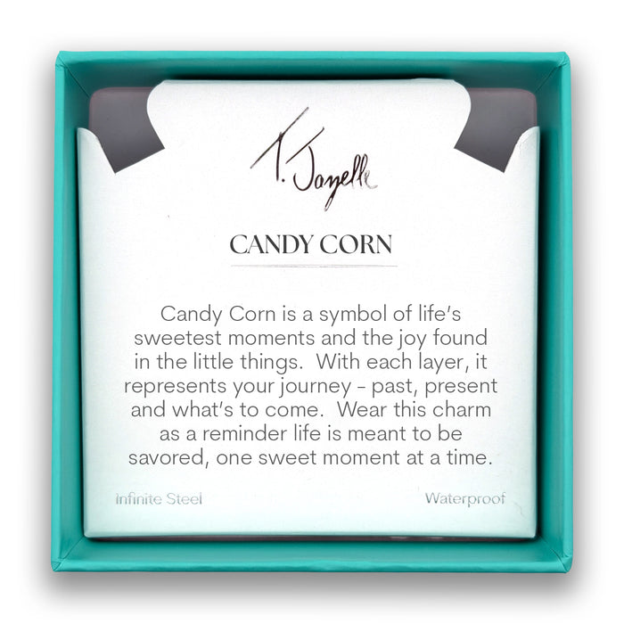 Candy Corn Charm with White Natural Agate Gemstone Bracelet