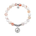 Cardinal CZ Charm with White Natural Agate Gemstone Bracelet