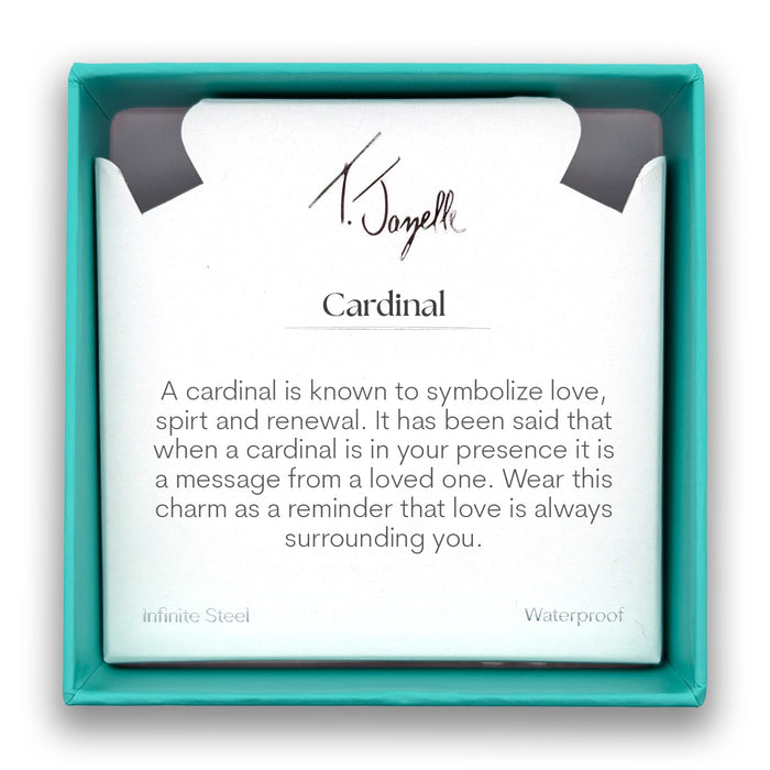 Cardinal CZ Charm with White Natural Agate Gemstone Bracelet
