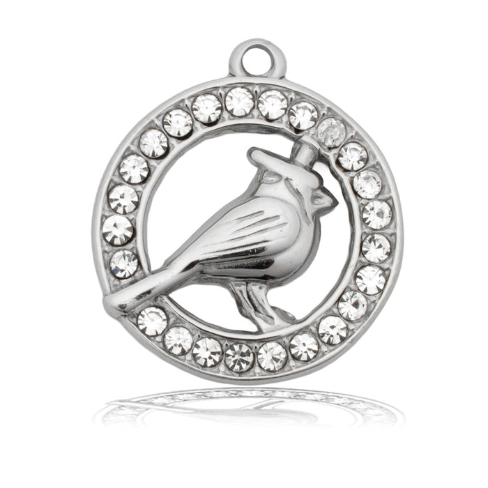 Cardinal CZ Charm with White Natural Agate Gemstone Bracelet