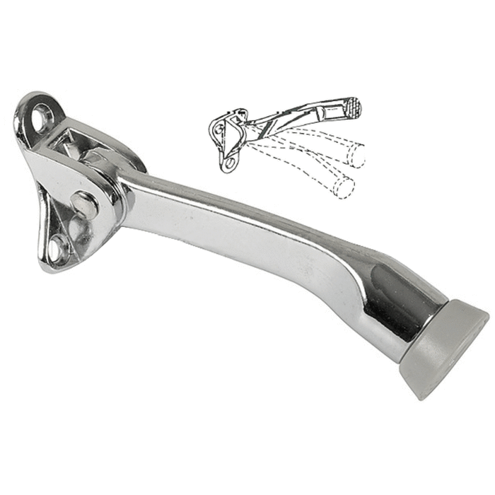 Door Mounted 5" Heavy-Duty Stop and Holder - Chrome - Reflect Window & Door