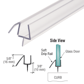 Swinging Shower Door Clear Co-Extruded 36" Bottom Wipe with Soft Drip Rail for 3/8" Glass - Reflect Window & Door