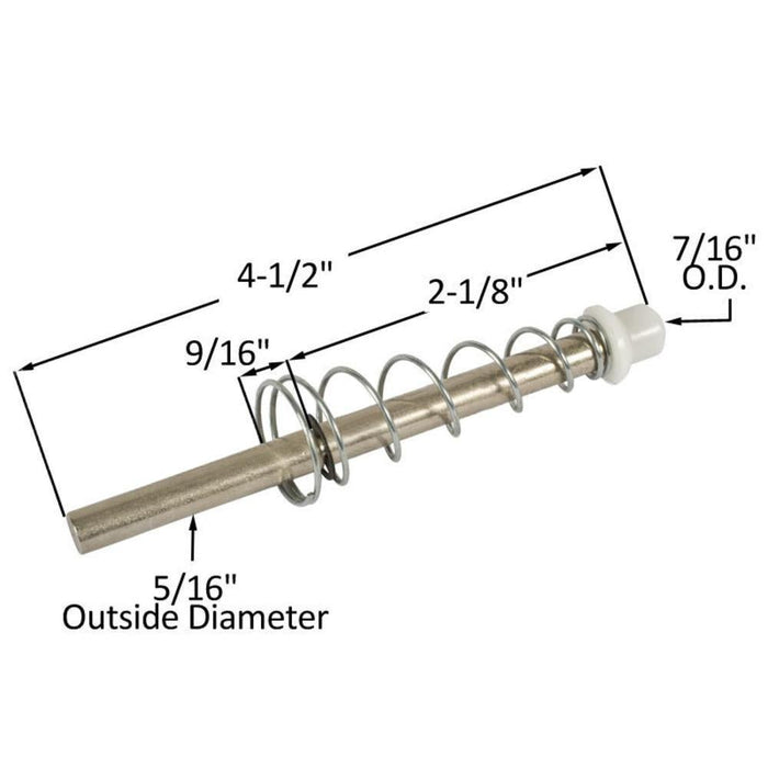 Closet Wardrobe Door 5/16" Spring - Loaded Top Pivot Pin - Reflect Window & Door