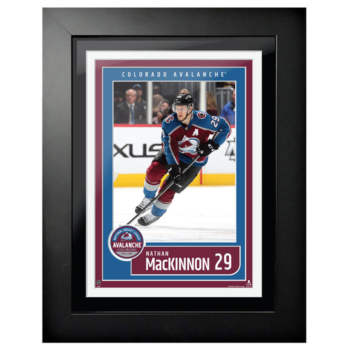 Colorado Avalanche Nathan MacKinnon Frame - 12" x 16" Home Jersey Block Design