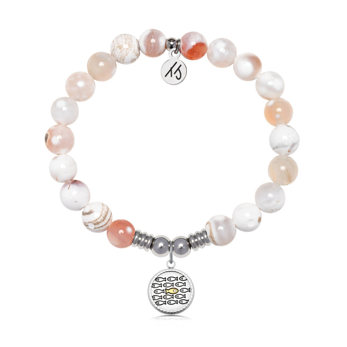 Dare to Be Different Charm with White Natural Agate Gemstone Bracelet