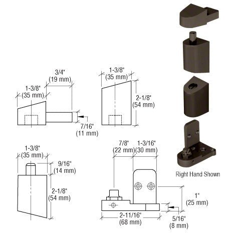 Dark Bronze Right Hand Pivot Set for Commercial Doors - Reflect Window & Door