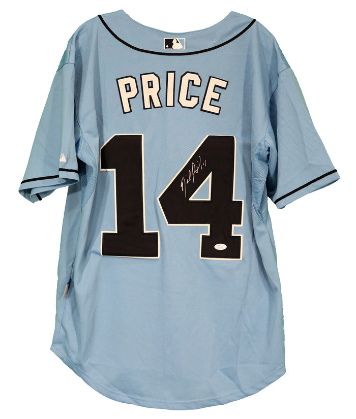 David Price Tampa Bay Rays Signed Autographed Light Blue #14 Jersey JSA COA