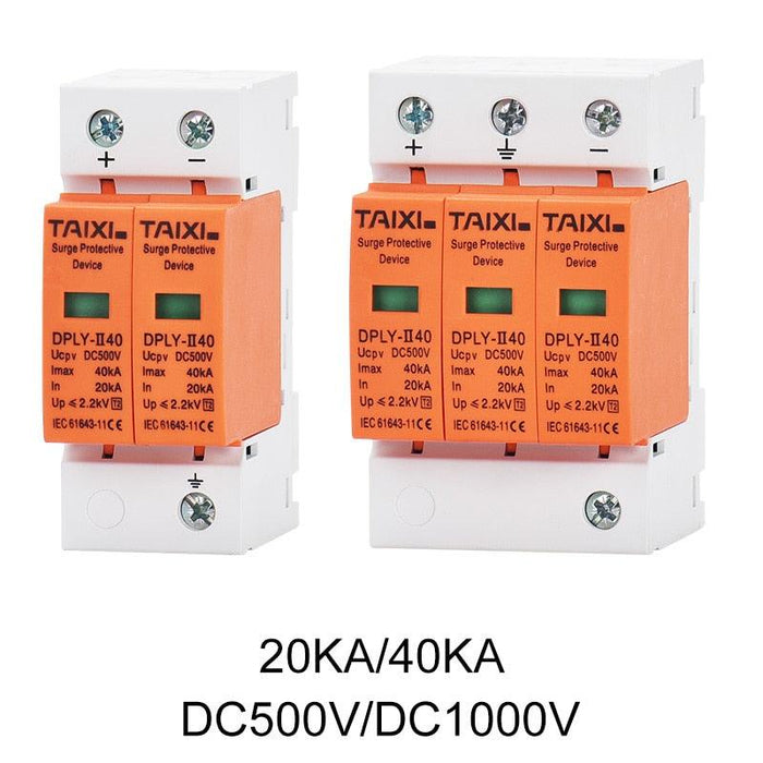 DC Surge Protector PV SPD 500V 800V 1000V System Used 20KA 40KA 60KA SPD 2 Poles 3P With PE Lightning Protect  Wind Generator.