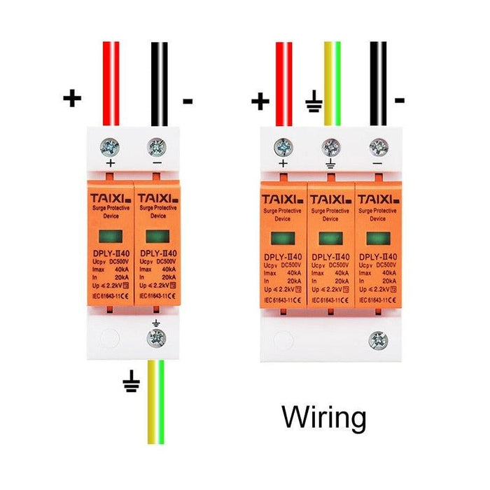 DC Surge Protector PV SPD 500V 800V 1000V System Used 20KA 40KA 60KA SPD 2 Poles 3P With PE Lightning Protect  Wind Generator.