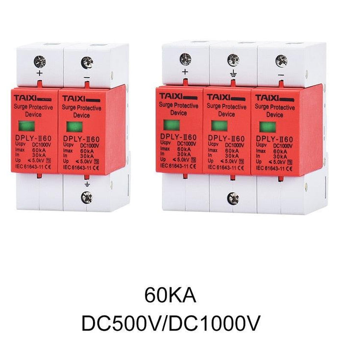 DC Surge Protector PV SPD 500V 800V 1000V System Used 20KA 40KA 60KA SPD 2 Poles 3P With PE Lightning Protect  Wind Generator.