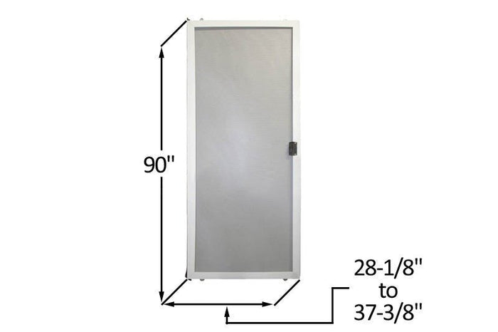 Do - It - Yourself White Sliding Screen Door Kit - Heavy Duty with Lock - 28 - 1/8" to 37 - 3/8" x 90" - Reflect Window & Door