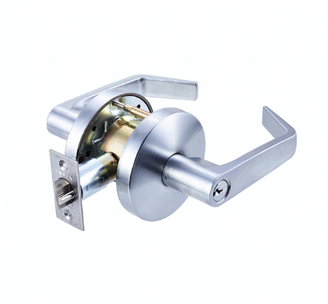 Commercial Entry Door Dorex FH80 C26D Medium-Duty Storeroom Lever – Satin Chrome - Reflect Window & Door