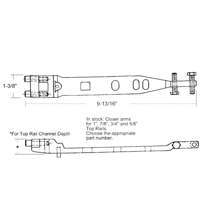 Dorma End Mount Center Hung Door Closer Arm for 7/8" Rails - Reflect Window & Door