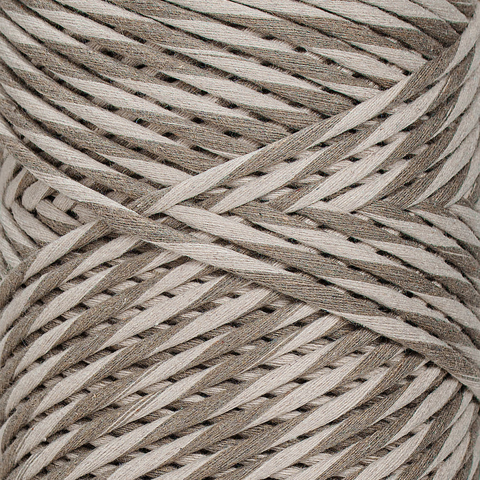 DUAL RECYCLED COTTON MACRAME CORD 4 MM - SINGLE STRAND - CHESTNUT + MOON COLOR