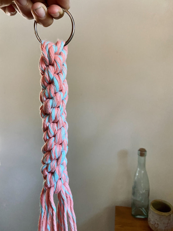 DUAL RECYCLED COTTON MACRAME CORD 4 MM - SINGLE STRAND - FRUIT PUNCH + BIMINI COLOR