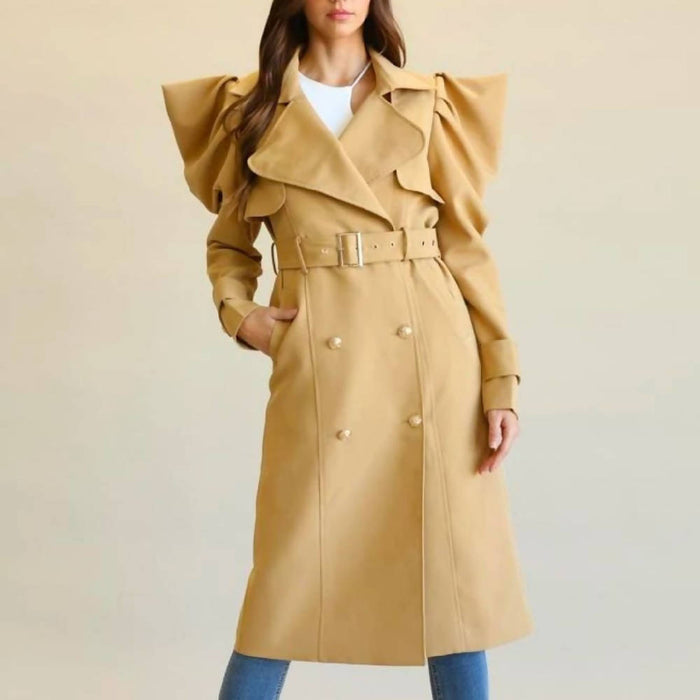 Dyan - Solid Stretch Woven Fabric Coat