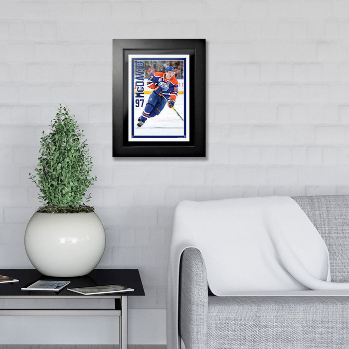 Edmonton Oilers Connor McDavid Frame - 12" x 16" Home Jersey Vertical Design
