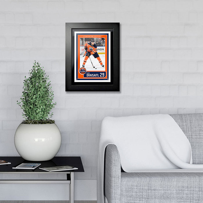 Edmonton Oilers Leon Draisaitl Frame - 12" x 16" Home Jersey Block Design