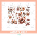 EL57 ~ Neutral Florals ~ UV DTF Element Sheet