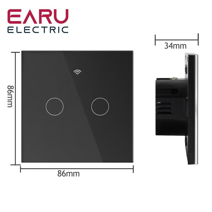 EU Tuya WiFi Smart Light Switch with Glass Panel, Touch Sensor Smart Wall Switch with No Neutral Wire, Google Home.