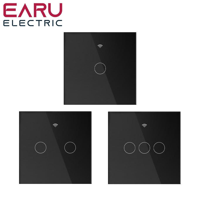 EU Tuya WiFi Smart Light Switch with Glass Panel, Touch Sensor Smart Wall Switch with No Neutral Wire, Google Home.