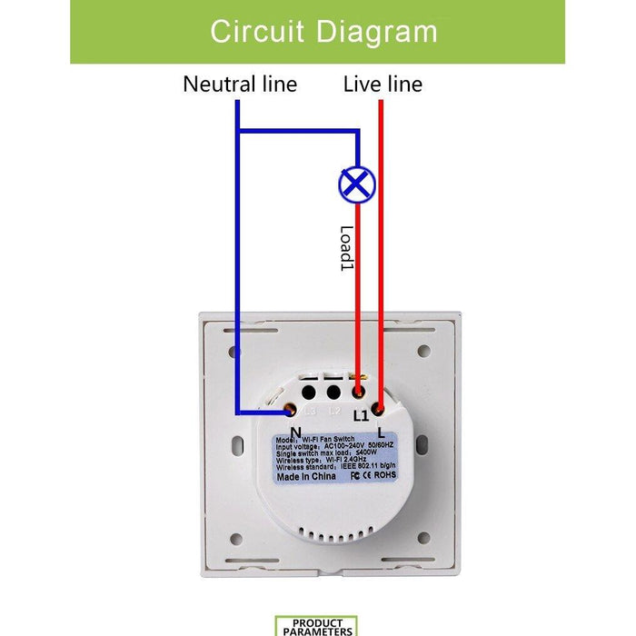 EU US WiFi Smart Fan Motor Speed Controller Glass Panel Wall Touch Switch Timer Remote Control Smart Life Tuya Alexa Google Home.