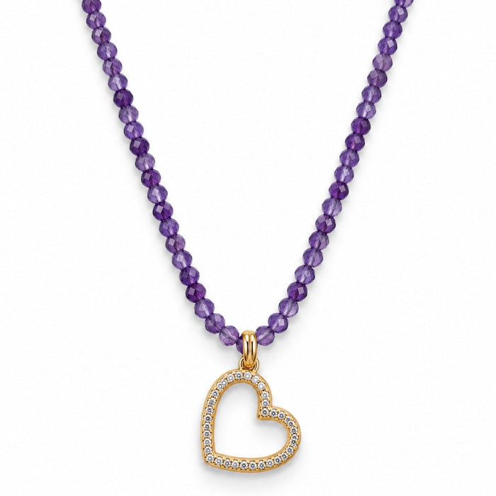 Exclusive Sterling Silver Gold Plated Beautiful Soul Charm with Amethyst Necklace