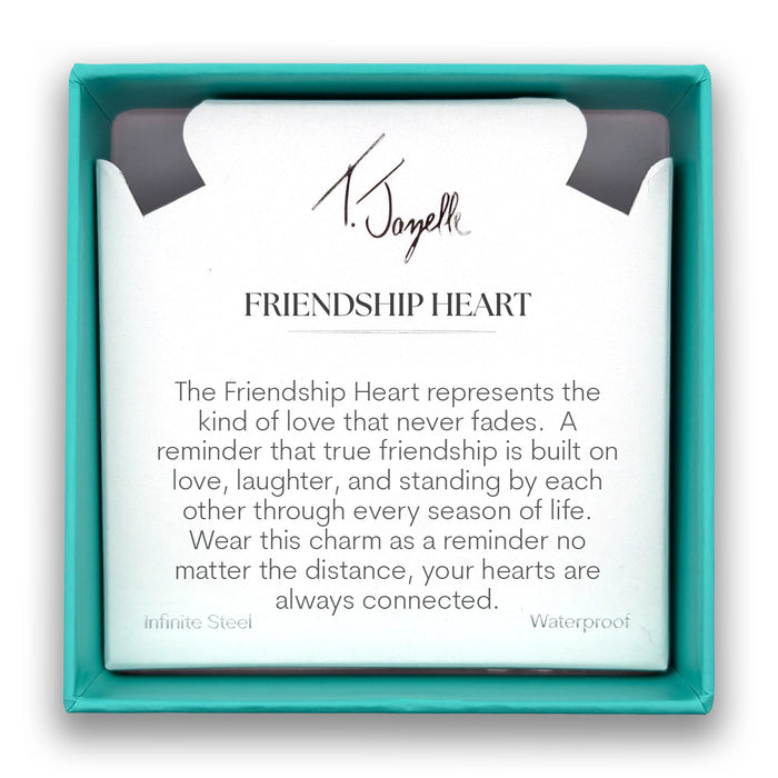 Friendship Heart Charm with Teal White Jade Gemstone Bracelet
