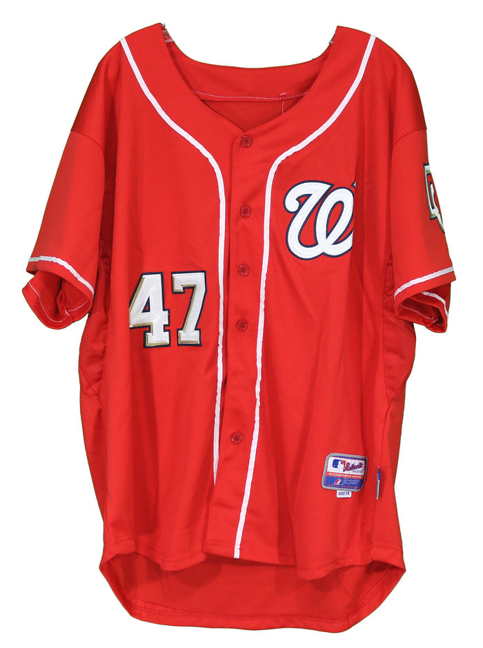 Gio Gonzalez Washington Nationals Signed Autographed Red #47 Jersey Gold Auto JSA COA