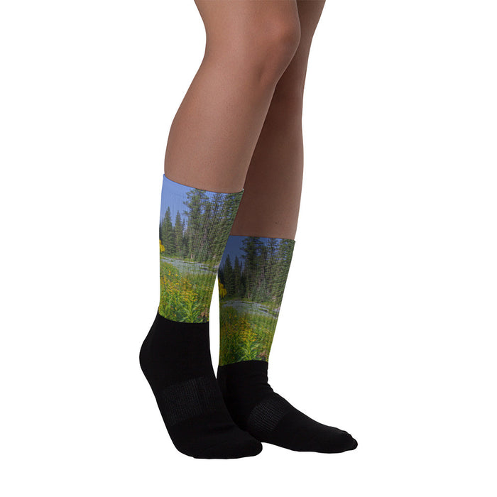 Gold and Pines - Black foot socks
