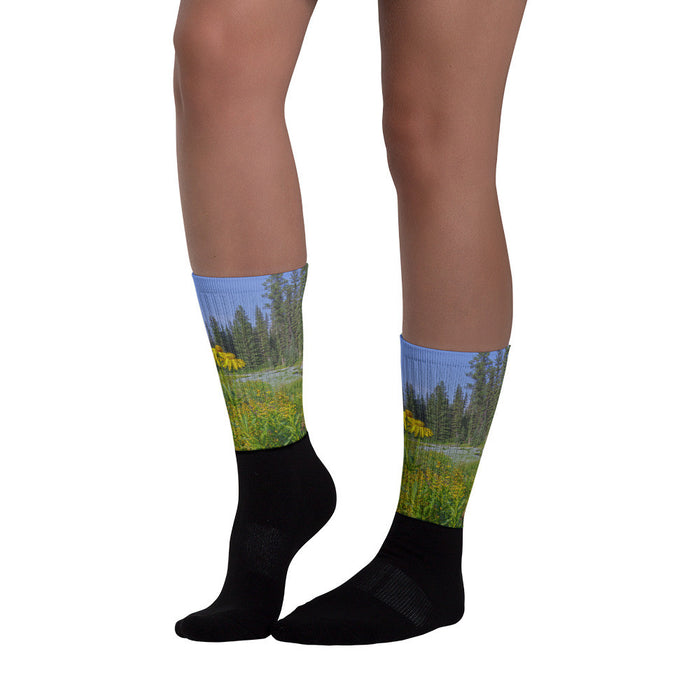 Gold and Pines - Black foot socks