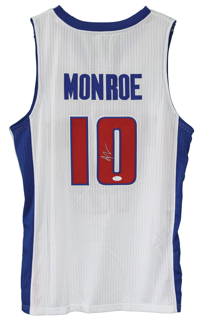 Greg Monroe Detroit Pistons Signed Autographed White #10 Jersey JSA COA