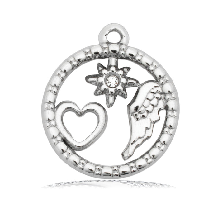 Guiding Angels Charm with White Natural Agate Gemstone Bracelet