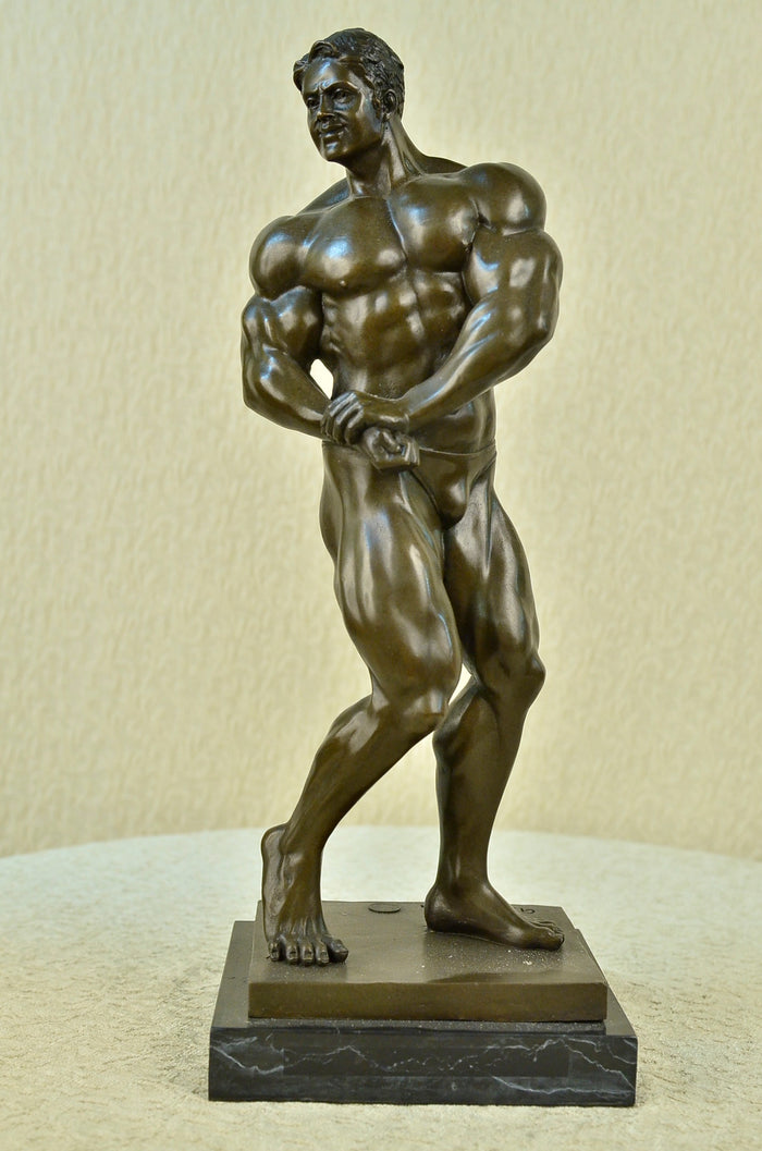 Handmade BRONZE STATUE--MALE NUDE--GAY INTEREST---BODYBUILDER MUSCULAR FIGURINE