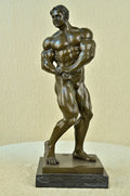Handmade BRONZE STATUE--MALE NUDE--GAY INTEREST---BODYBUILDER MUSCULAR FIGURINE