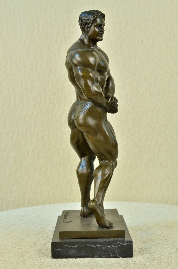 Handmade BRONZE STATUE--MALE NUDE--GAY INTEREST---BODYBUILDER MUSCULAR FIGURINE