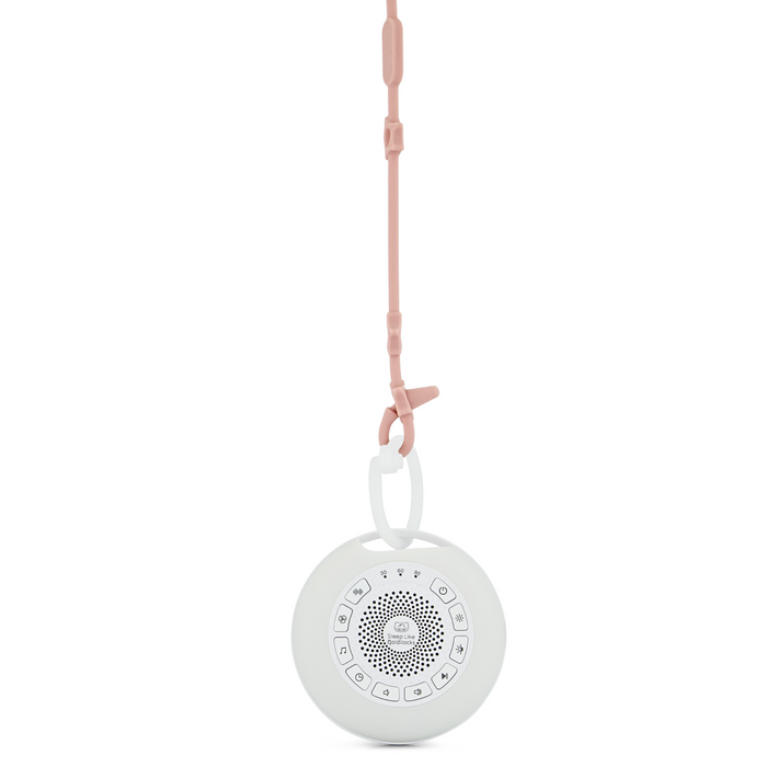 Sound Sleeper white noise with pink hanging strap