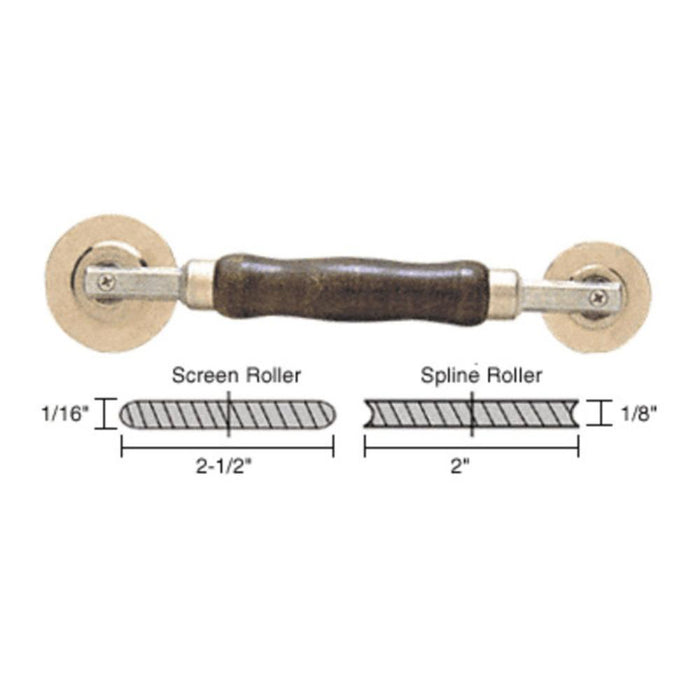 Screen Spline Heavy - Duty Steel Combination Roller Tool 2 - 1/2" x 1/16" and 2" x 1/8" Wheels - Reflect Window & Door