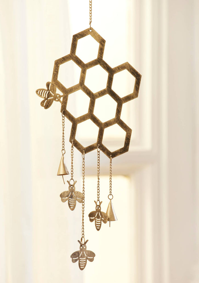 Hexagon Honeycomb Bee Iron Windchime
