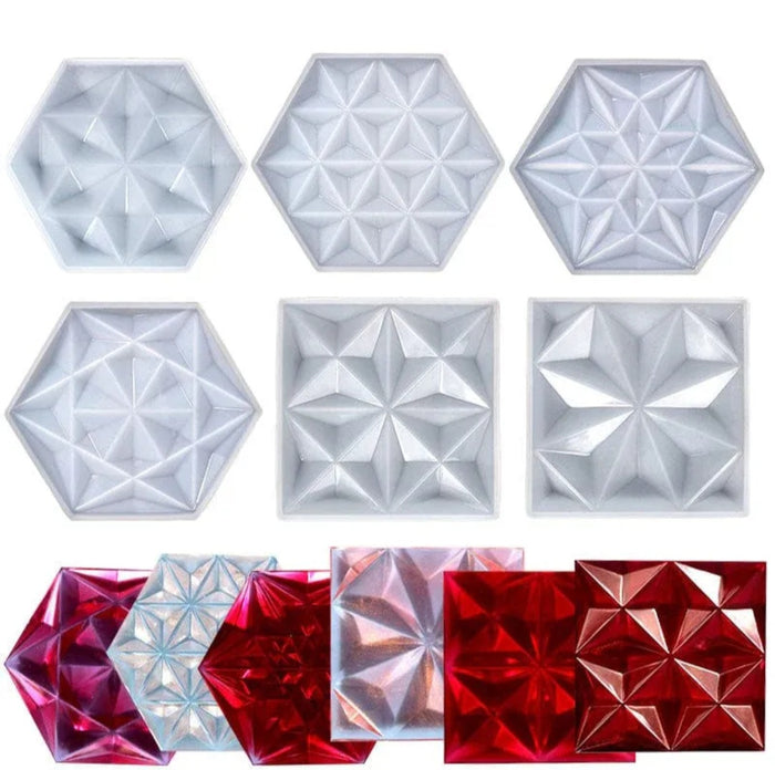 Hexagon With 3D 6 Corner Star Coaster Mould Design No : 1