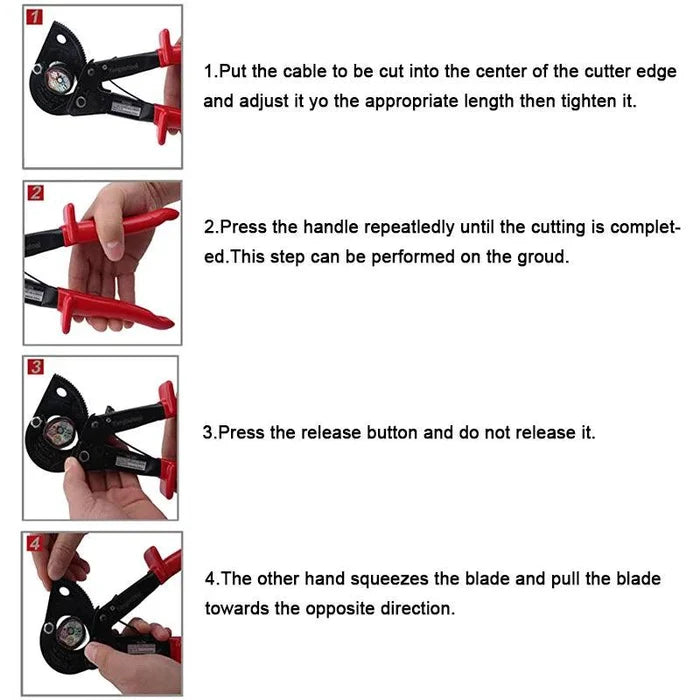 HS-325A Ratchet Wire Cutter for Cutting Copper-aluminum Solar Cables 1-240mm2