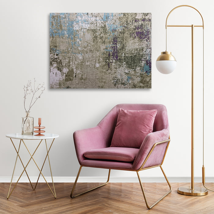 Hulma Well-Artz Abstract in green, shown in a room setting