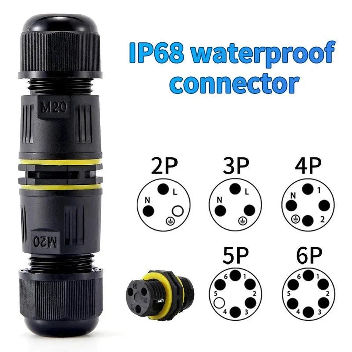 IP68 M20 Waterproof Cable Connector 2/3/4/5/6 Pin Screw Wiring Terminal Wire Connectors for Electrical Light Junction Box - electrical center b2c,6 pin wire connector