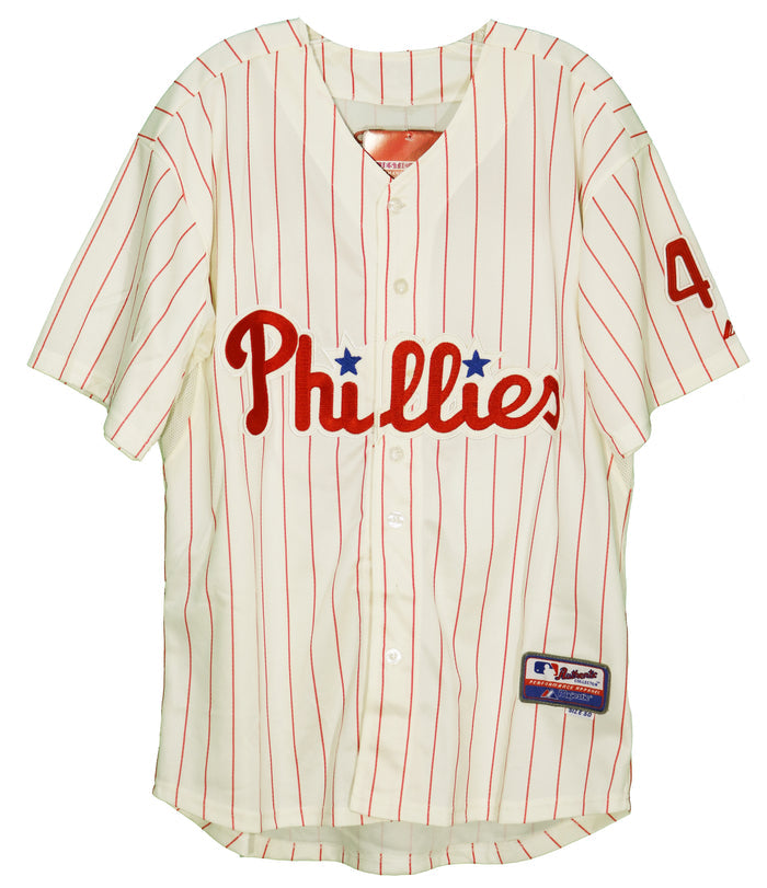 John Mayberry Jr. Philadelphia Phillies Signed Autographed Cream Pinstripe #40 Jersey JSA COA
