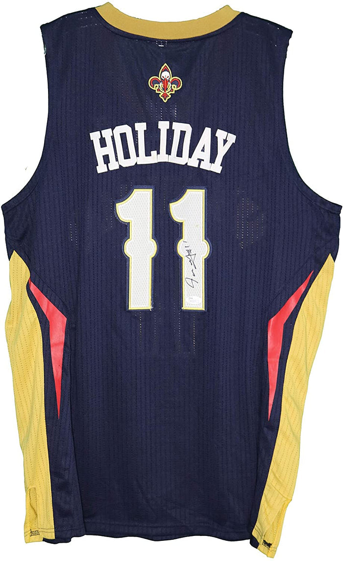 Jrue Holiday New Orleans Pelicans Signed Autographed Blue #11 Jersey JSA COA