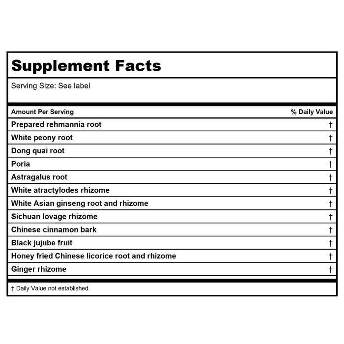 Kan Herbs Ten Treasures 60 Tablets - Supplement Facts panel