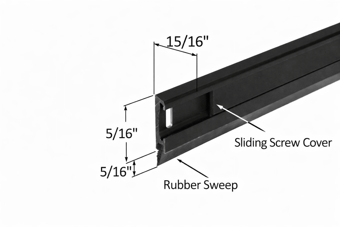 Kawneer Black Door Sweep with Slide Cover – 47" Replacement Bottom Seal - Reflect Window & Door