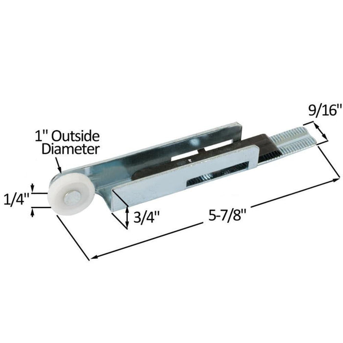 Left Hand 1" Nylon Roller for Like Closet & Wardrobe Doors - Reflect Window & Door